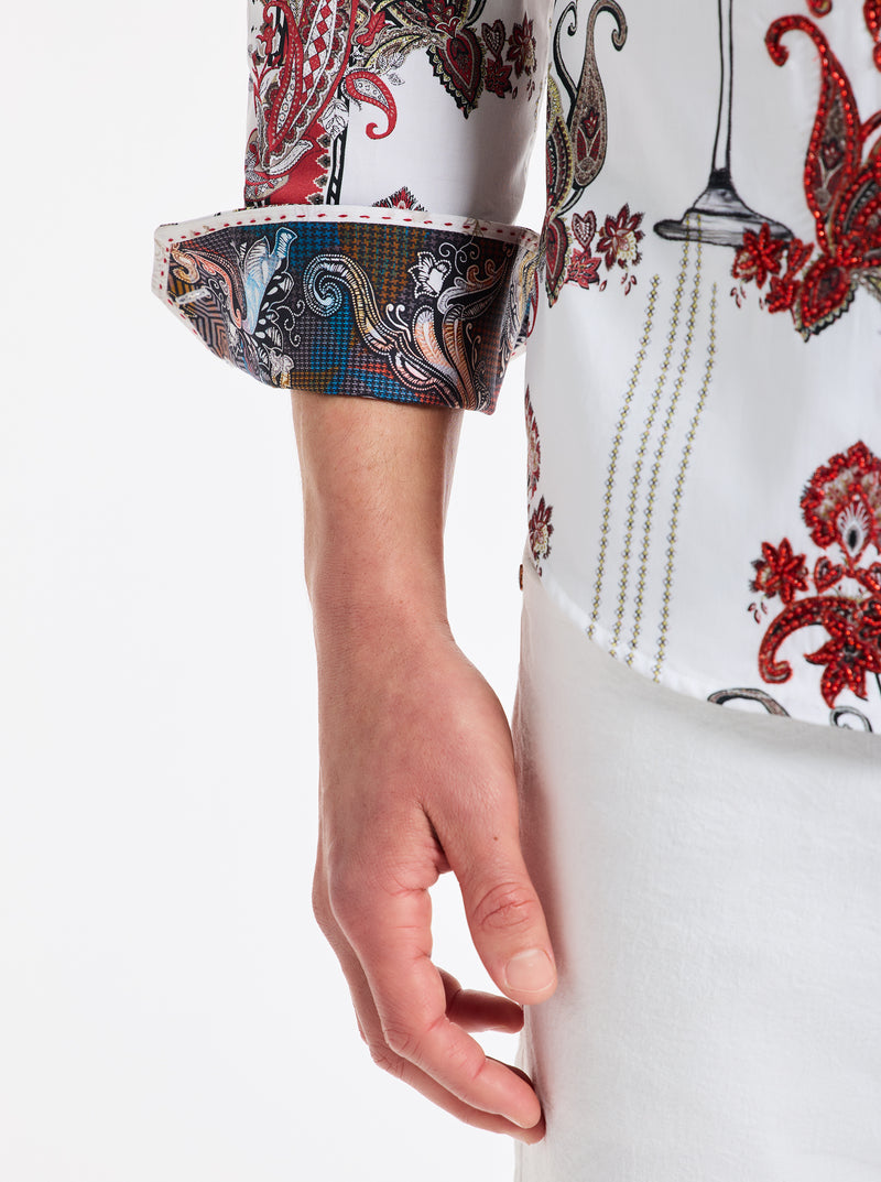 NAUGHTY & NICE LONG SLEEVE BUTTON DOWN SHIRT