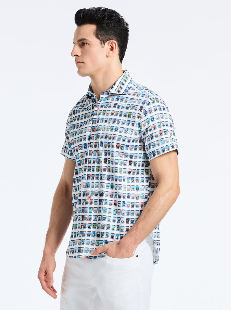 PARADIS PORTAL SHORT SLEEVE BUTTON DOWN SHIRT