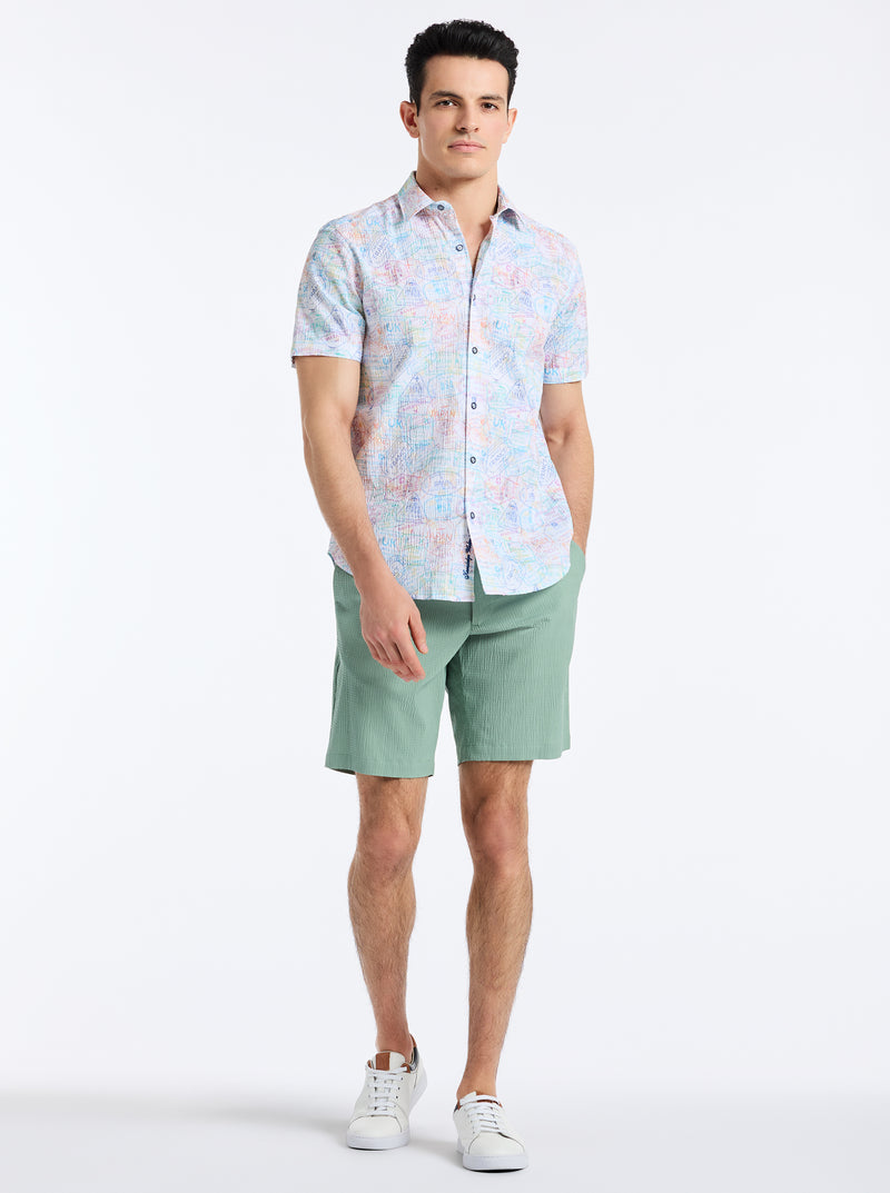 PASSPORT SHORT SLEEVE BUTTON DOWN SHIRT TALL