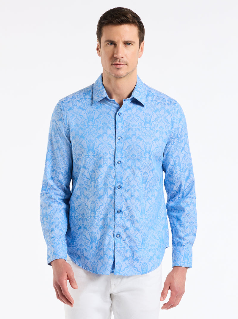 Big & Tall Men's Longline T-Shirt - Hipster Scallop Hem, 95% Cotton, Reflective (Light Blue, Small)