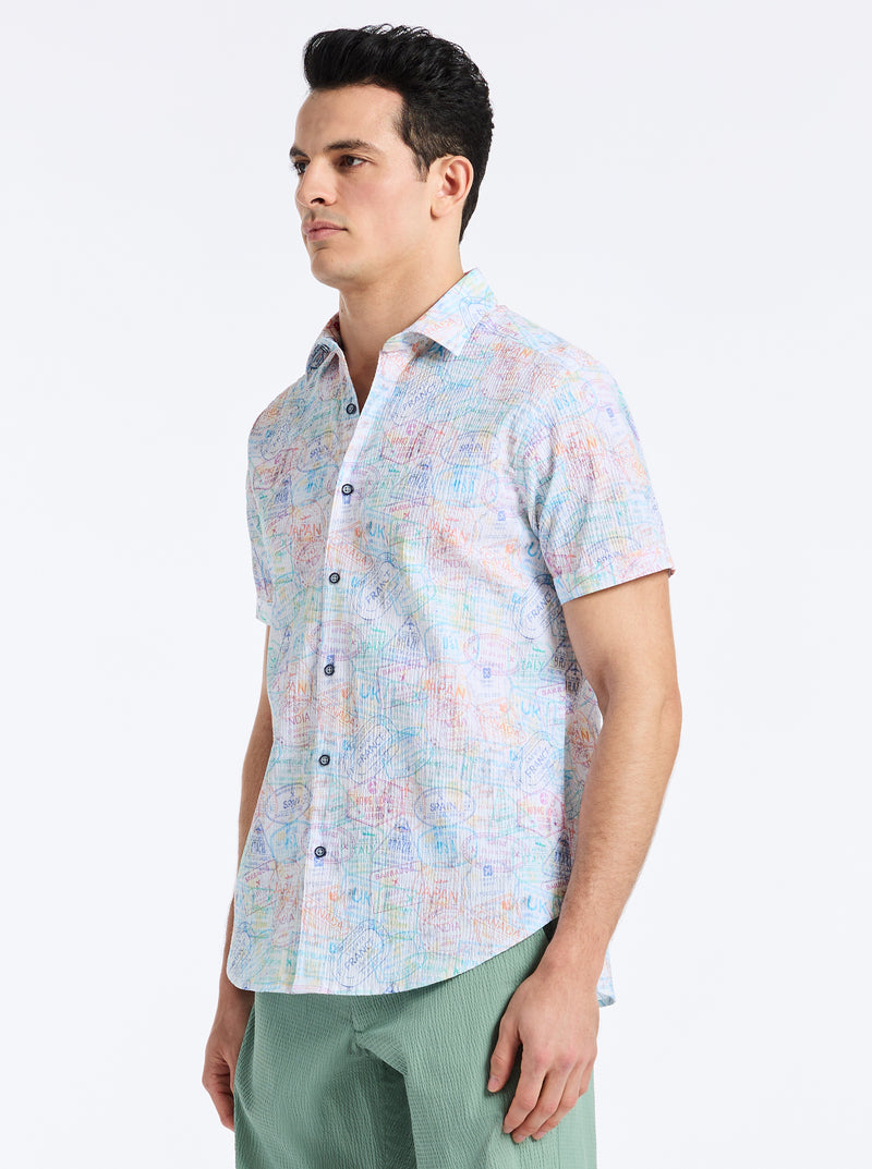 PASSPORT SHORT SLEEVE BUTTON DOWN SHIRT TALL