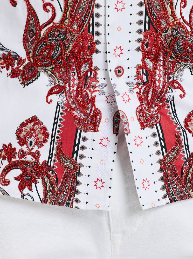 NAUGHTY & NICE LONG SLEEVE BUTTON DOWN SHIRT