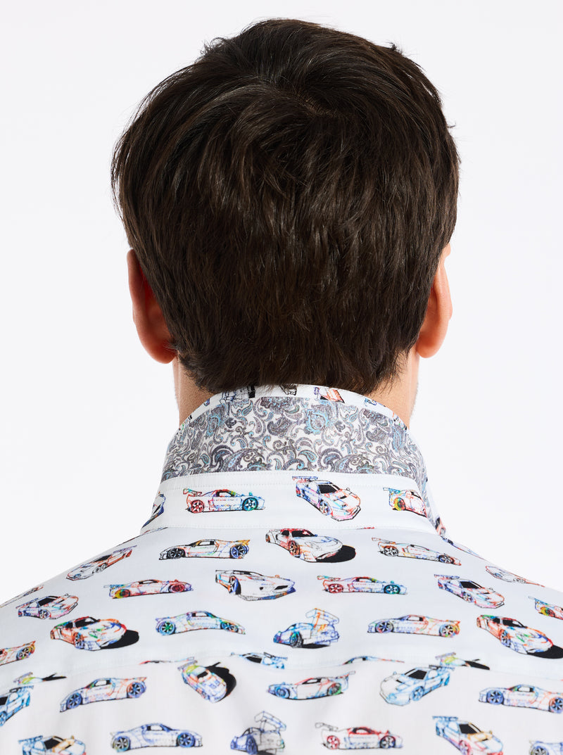 NEON WHEELS SHORT SLEEVE BUTTON DOWN SHIRT