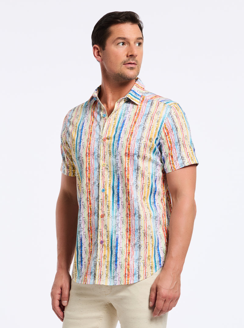 WALK THE LINE SHORT SLEEVE BUTTON DOWN SHIRT