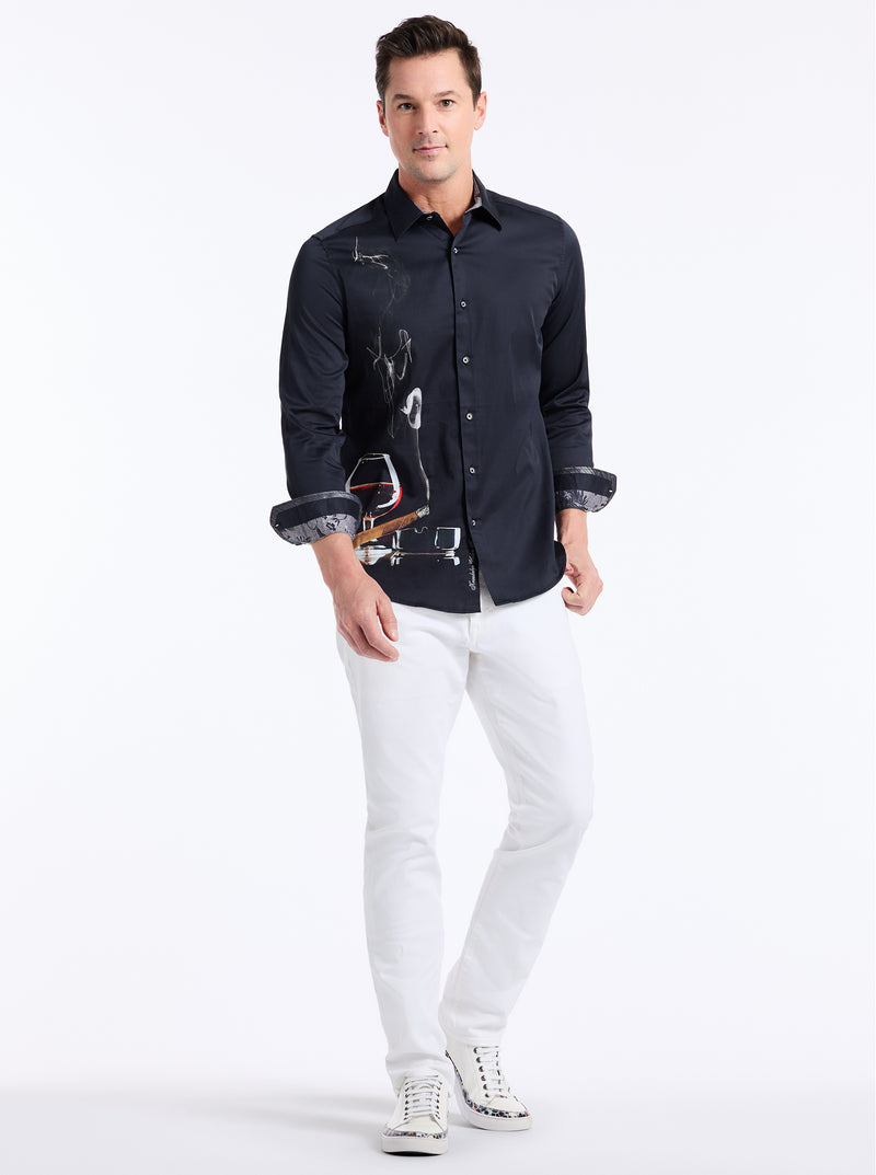 MAN CAVE LONG SLEEVE BUTTON DOWN SHIRT