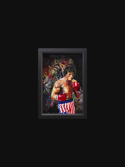 John mentions this piece is meant to capture power and beauty, and discusses rendering Rocky's eyes to convey the same intensity he brings to fighting through adversity.