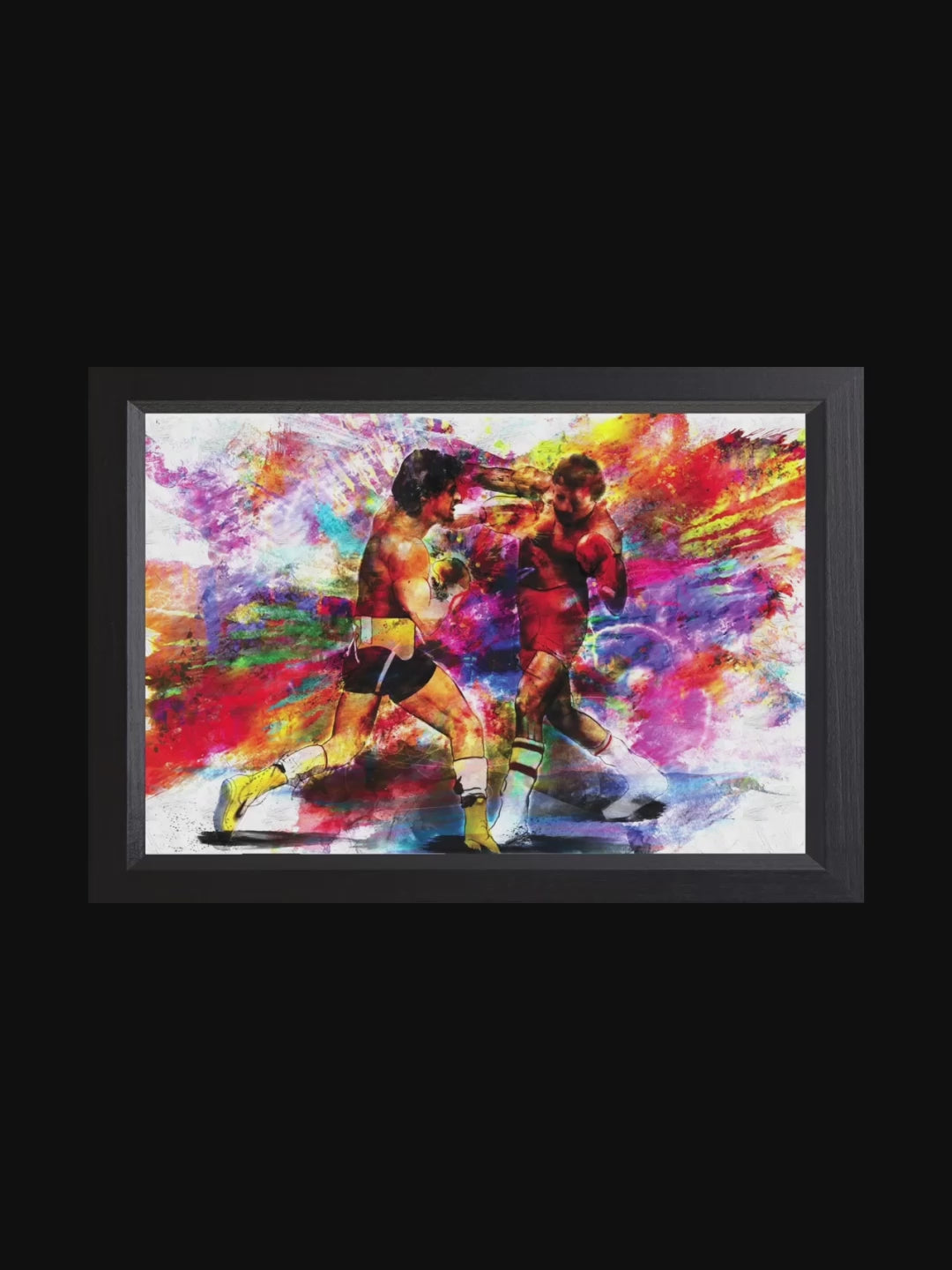 This piece depicts Rocky and Apollo mid-fight, with John emphasizing their weight and motion to capture the intensity of that moment for the viewer.