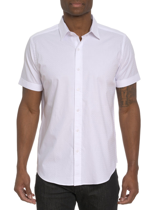 DIAMOND BAR SHORT SLEEVE BUTTON DOWN SHIRT