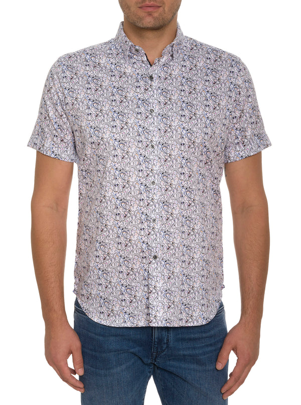 PAINTED FACES SHORT SLEEVE BUTTON DOWN