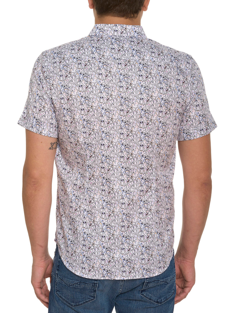 PAINTED FACES SHORT SLEEVE BUTTON DOWN
