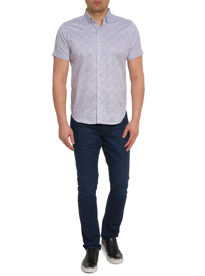 BELL FLOWER SHORT SLEEVE BUTTON DOWN SHIRT