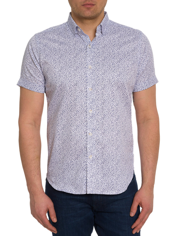 BELL FLOWER SHORT SLEEVE BUTTON DOWN SHIRT