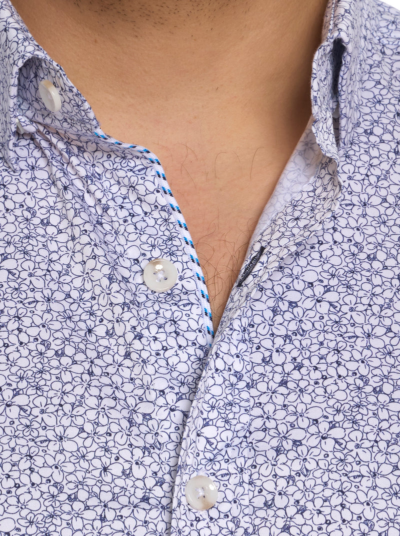 BELL FLOWER SHORT SLEEVE BUTTON DOWN SHIRT