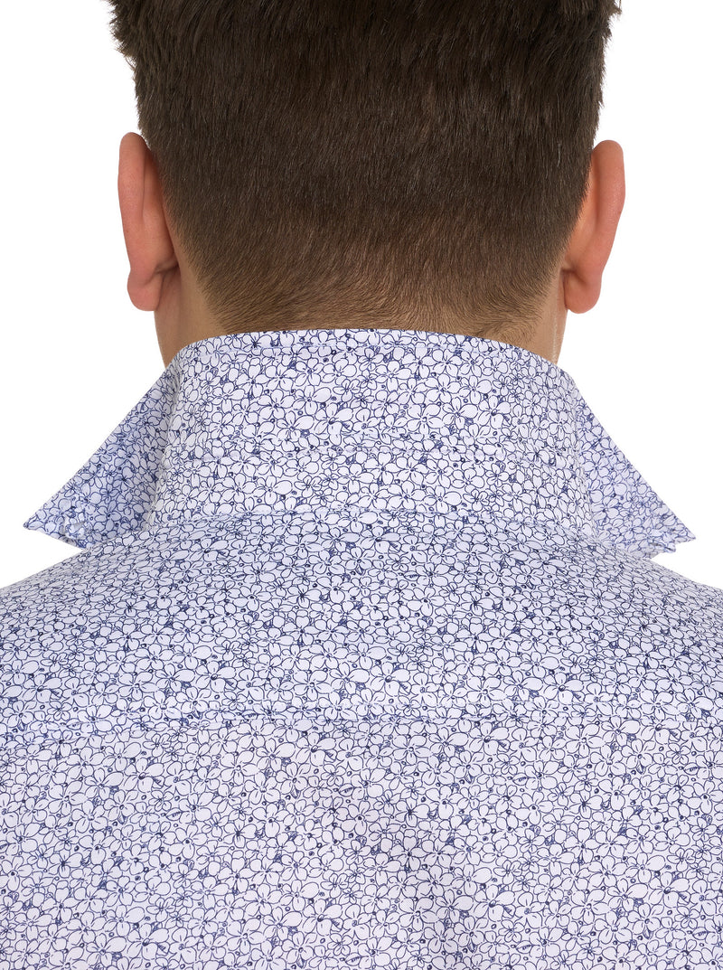BELL FLOWER SHORT SLEEVE BUTTON DOWN SHIRT