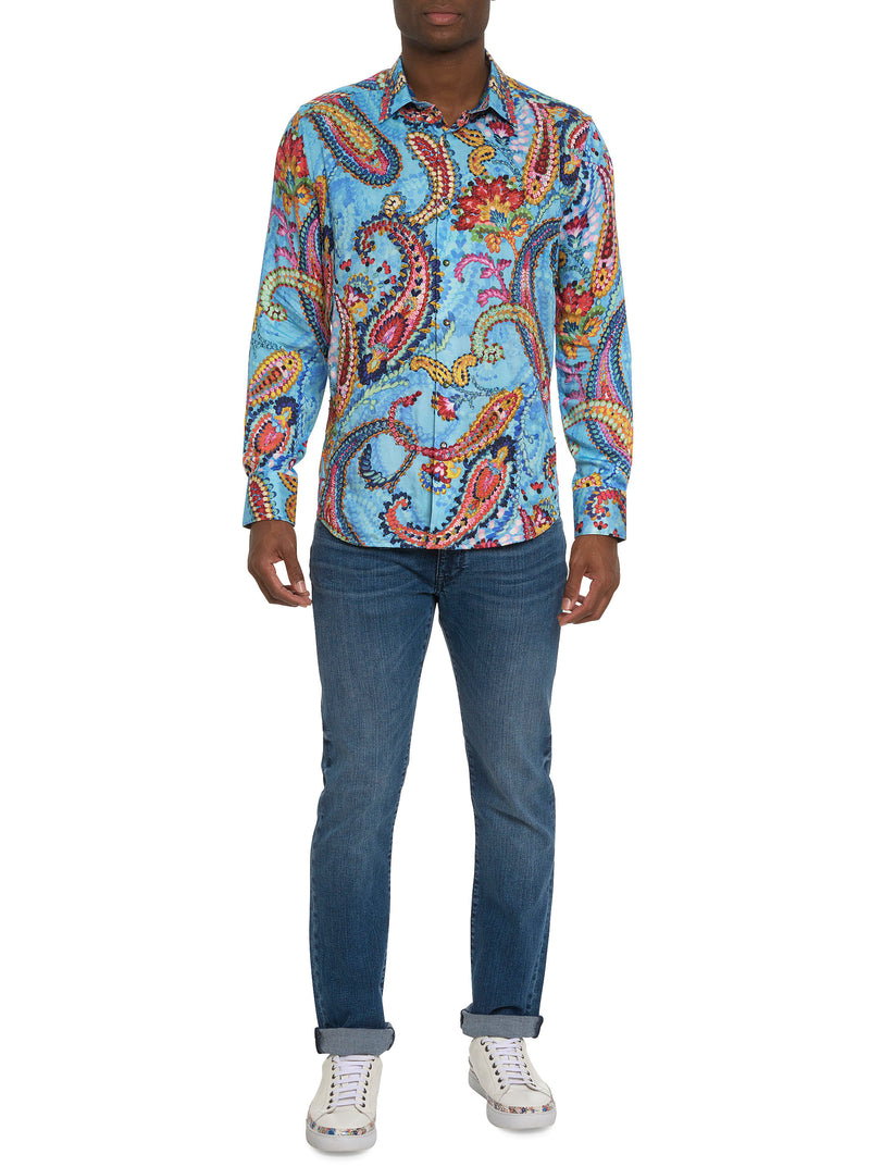 LIMITED EDITION AMAZE ME PAISLEY LONG SLEEVE BUTTON DOWN SHIRT