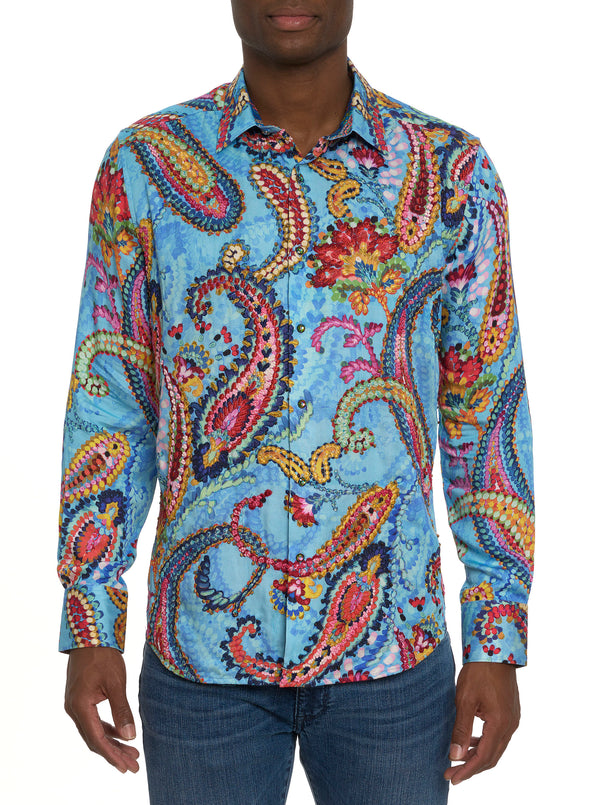 LIMITED EDITION AMAZE ME PAISLEY LONG SLEEVE BUTTON DOWN SHIRT