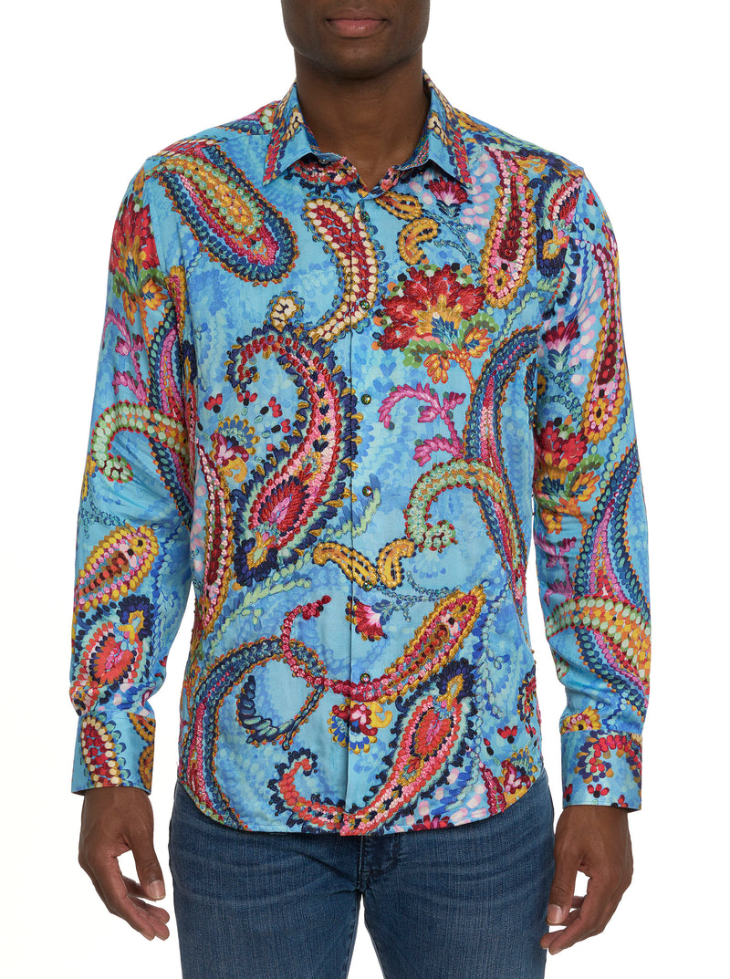 LIMITED EDITION AMAZE ME PAISLEY LONG SLEEVE BUTTON DOWN SHIRT