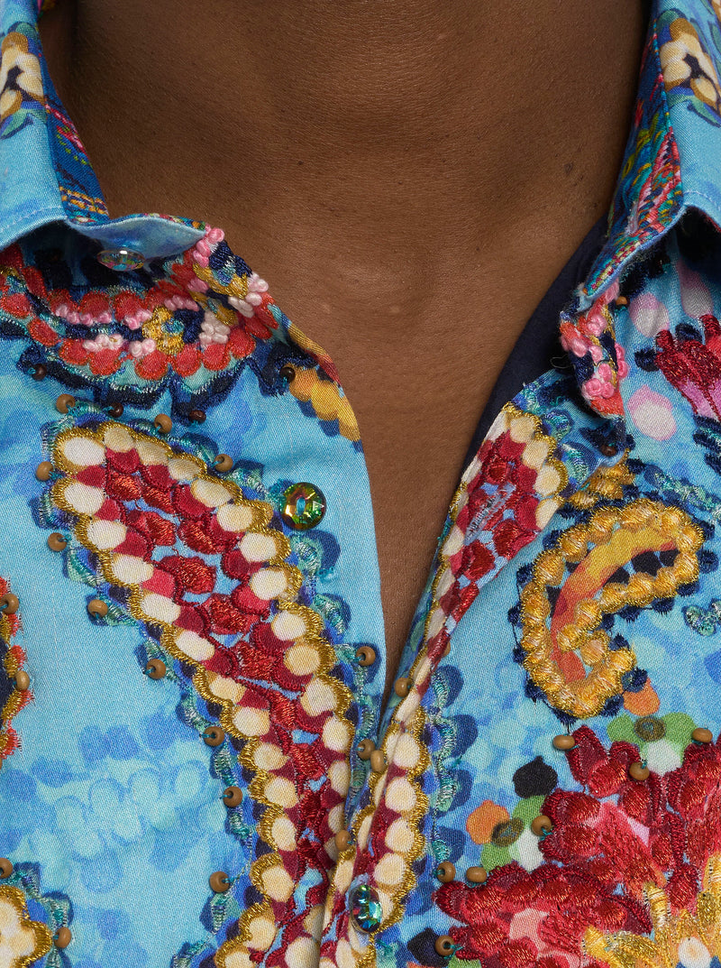 LIMITED EDITION AMAZE ME PAISLEY LONG SLEEVE BUTTON DOWN SHIRT