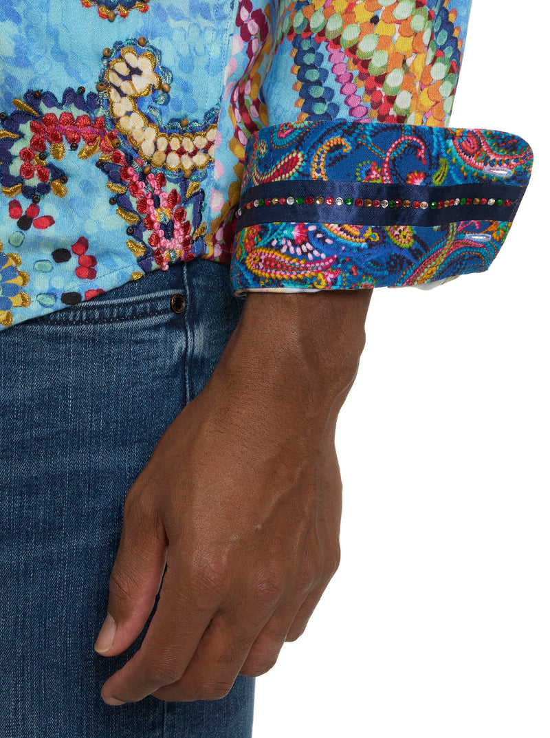 LIMITED EDITION AMAZE ME PAISLEY LONG SLEEVE BUTTON DOWN SHIRT