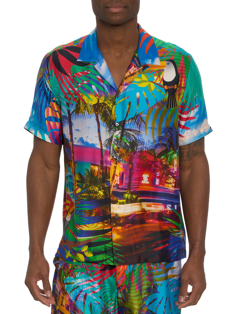 LIMITED EDITION THE TOUCAN MIX SHORT SLEEVE BUTTON DOWN SHIRT TALL