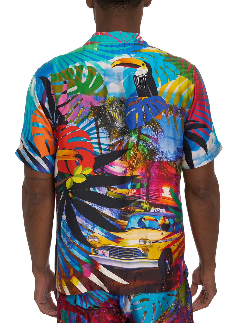 LIMITED EDITION THE TOUCAN MIX SHORT SLEEVE BUTTON DOWN SHIRT TALL