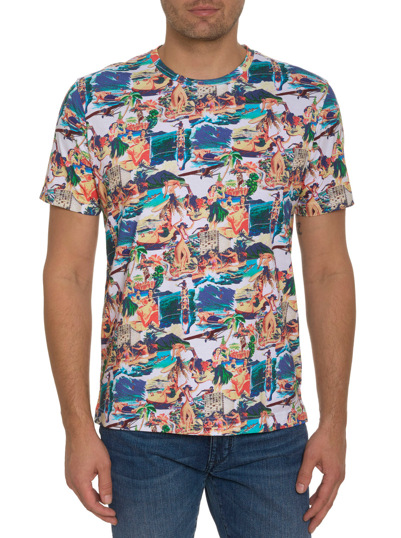 HAWAIIAN SUMMER GRAPHIC T-SHIRT