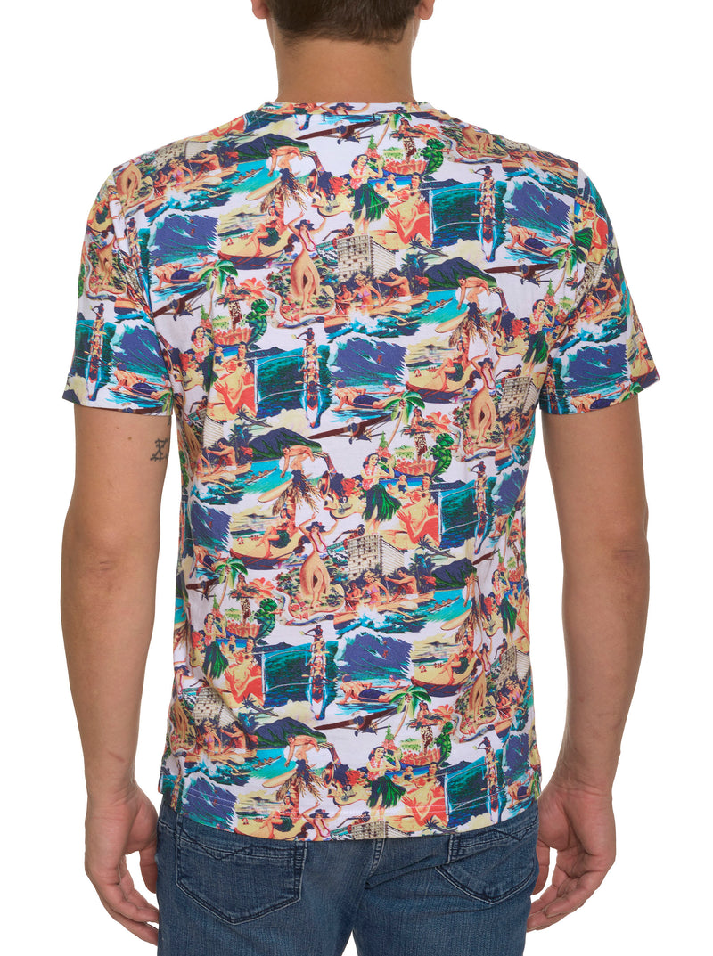 HAWAIIAN SUMMER GRAPHIC T-SHIRT