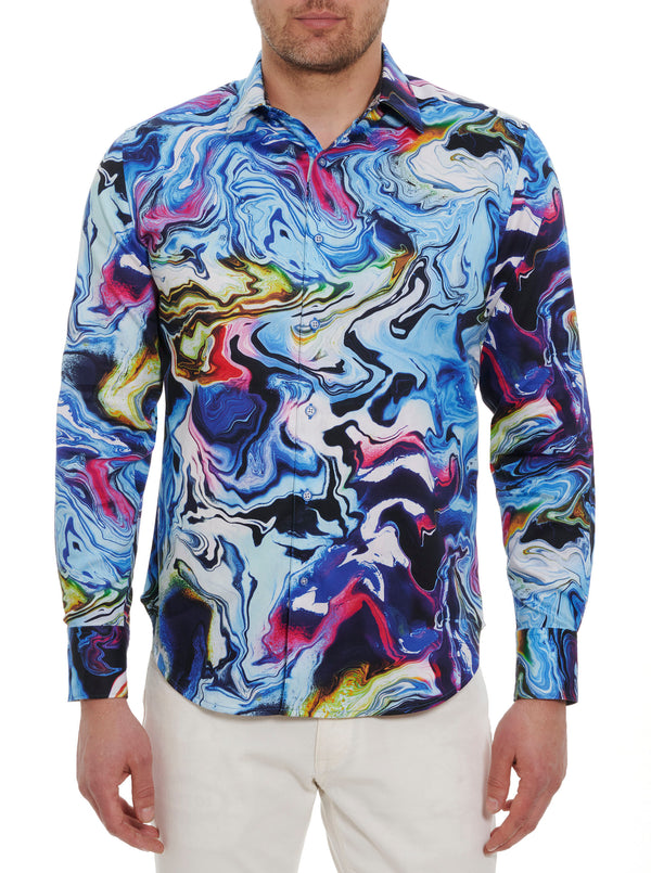STARBURSTS LONG SLEEVE BUTTON DOWN SHIRT