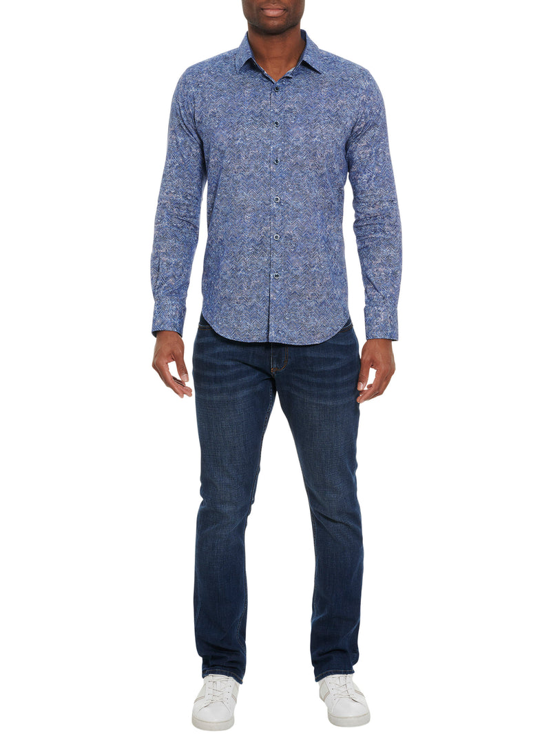 COSMIC WAVE LONG SLEEVE BUTTON DOWN SHIRT