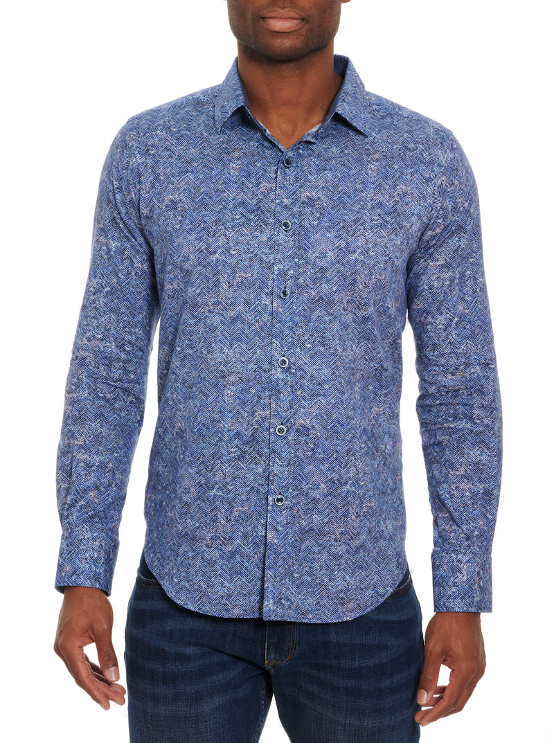 COSMIC WAVE LONG SLEEVE BUTTON DOWN SHIRT