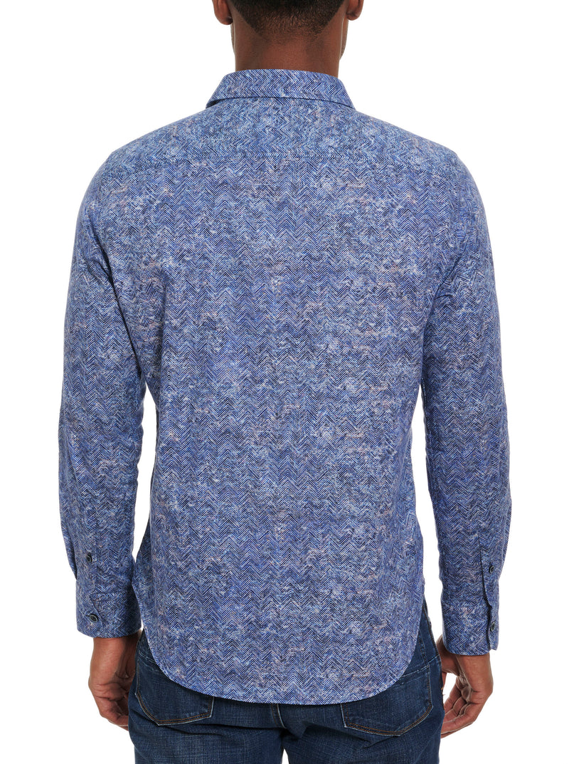 COSMIC WAVE LONG SLEEVE BUTTON DOWN SHIRT