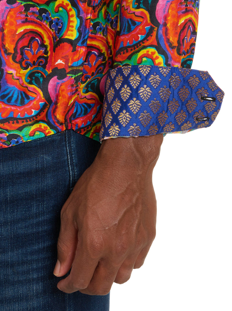LIMITED EDITION INTERWOVEN NEON LONG SLEEVE BUTTON DOWN SHIRT TALL