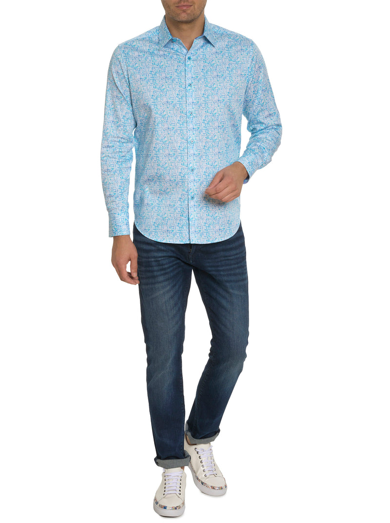 IMPRESSION LONG SLEEVE BUTTON DOWN SHIRT
