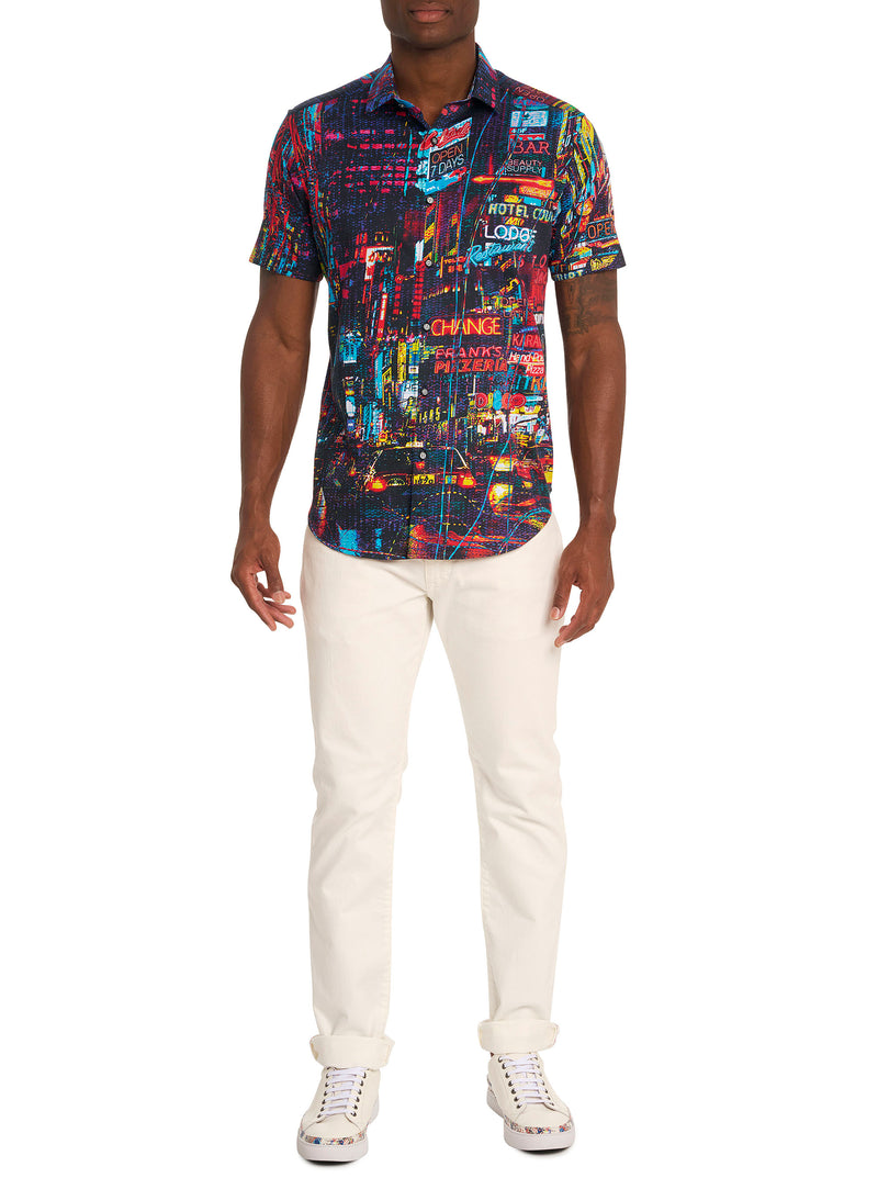 HUSTLE N BUSTLE SHORT SLEEVE BUTTON DOWN SHIRT