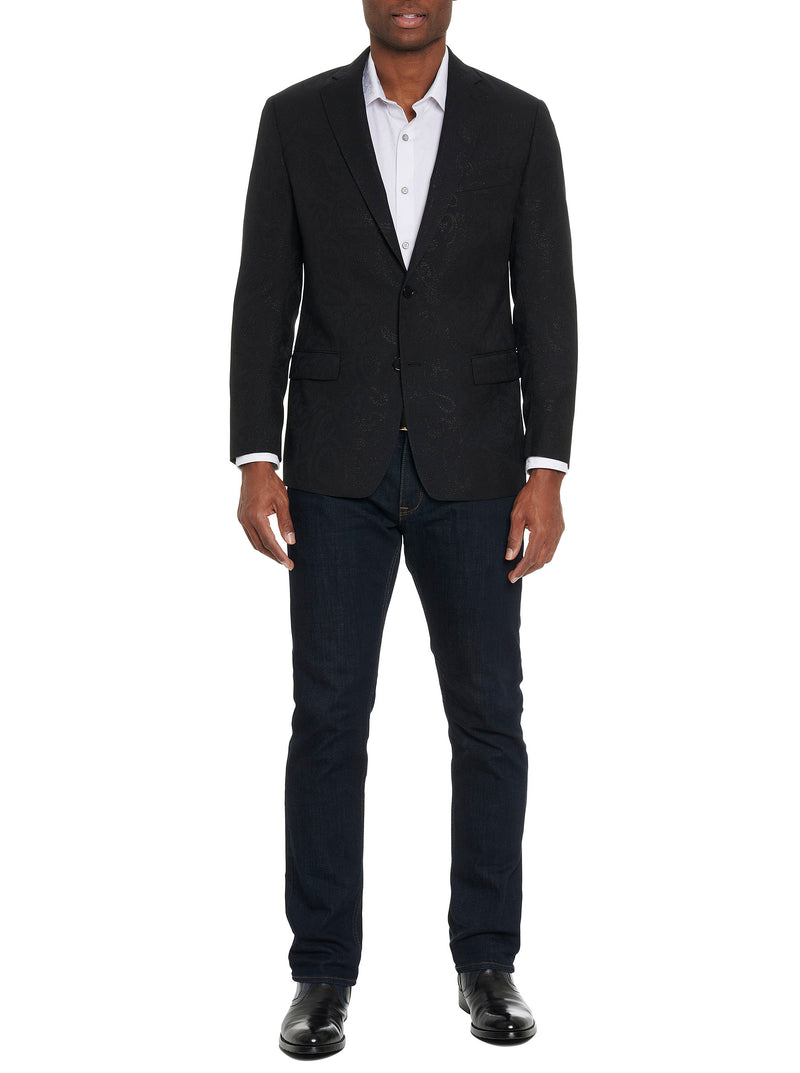 BLACK PAISLEY JACQUARD TUXEDO